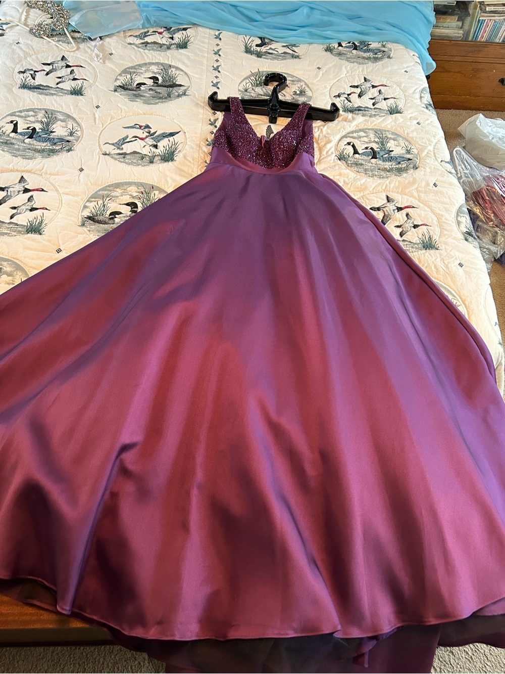 Elegant Purple Beaded A-Line Evening/Pageant Dress